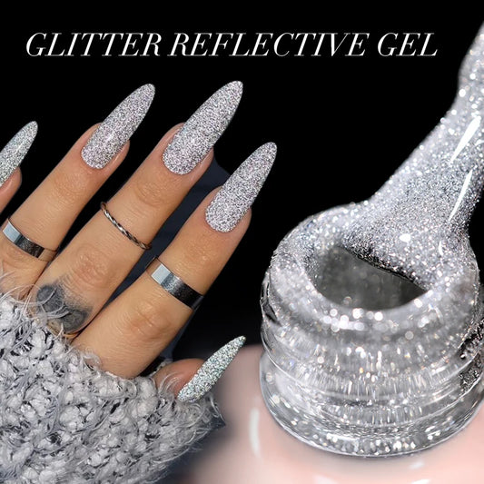 UR SUGAR 15ml Sliver Reflective Glitter Gel Nail Polish Sparkling Effect Manicure Semi Permanent Soak Off Nail Art Gel Varnish