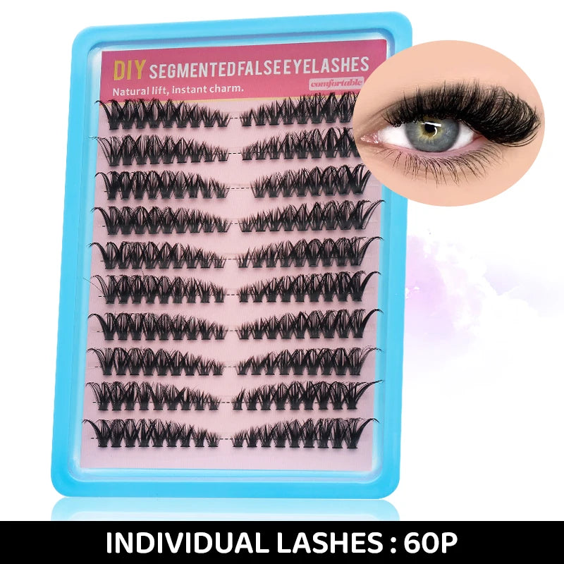 DINGSEN Eyelashes Cluster Soft Individual Lashes Eyelashes Extensions Volume DIY Eyelashes Kit Thick Cluster Eyelash Makeup