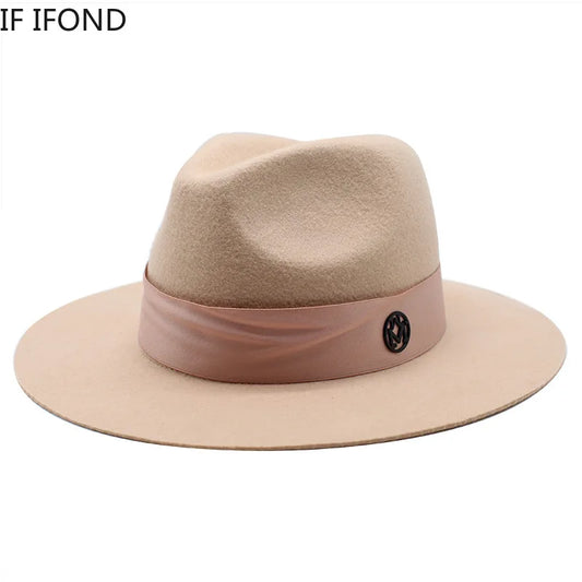 100% Wool Fedora Hat - Wide Brim Floppy Jazz Cap