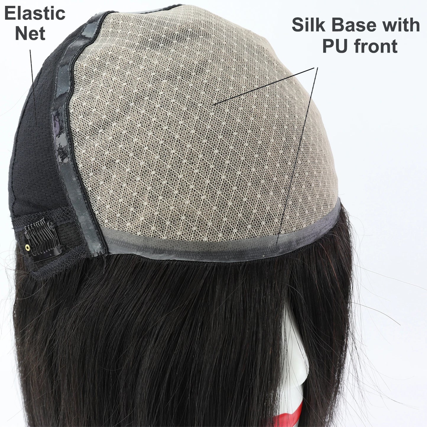 Real Virgin European Human Hair Wig with Bangs 6x6“ Silk Base Wig for Women 22” Bob Hair with PU Around Everyday Wear