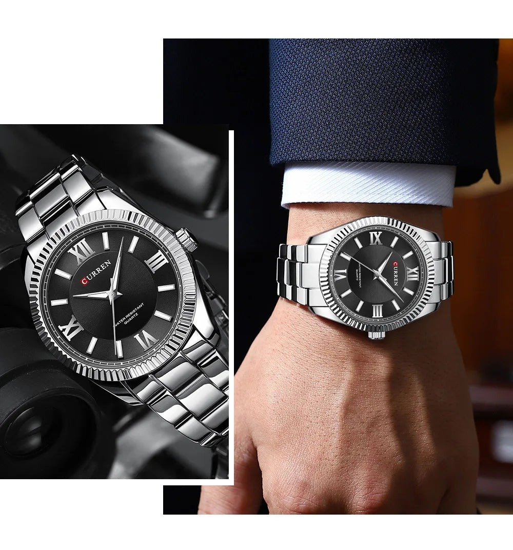 CURREN 8453 Men's Quartz Watch Fashionable Elegant Waterproof Luminous Stainless Steel Strap Business Men's Watch reloj hombre