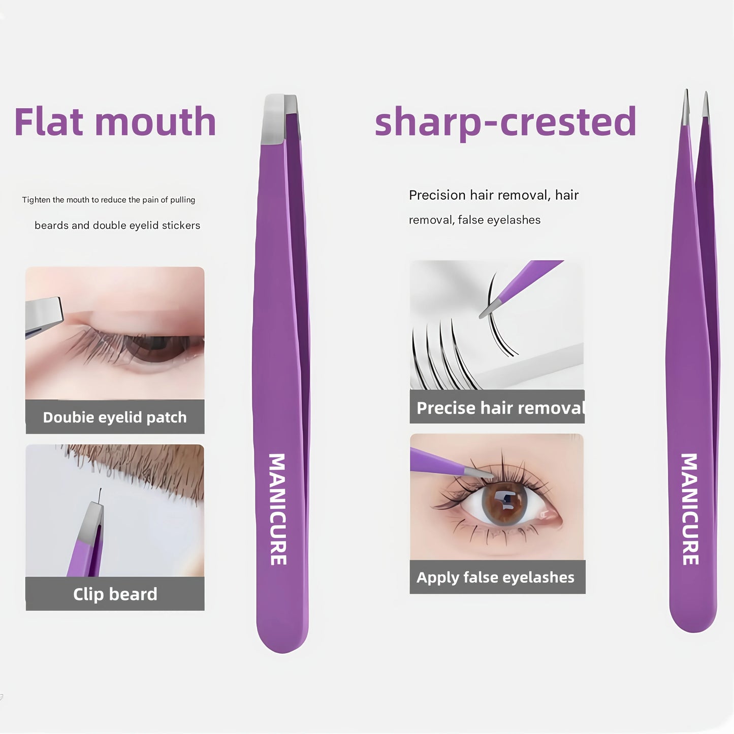 2pcs Stainless Steel Eyebrow Tweezers Set Precision Pointed & Double-Ended Design for Eyelash & Eyebrow Grooming Christmas Gift