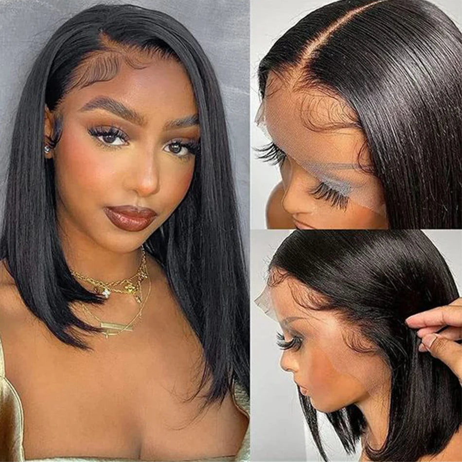 Bone Straight Short Bob Wig Human Hair Wigs For Women Burgundy 13X4 Lace Front Wigs 99J Bob Wig Brazilian Human Hair Pre Plucked