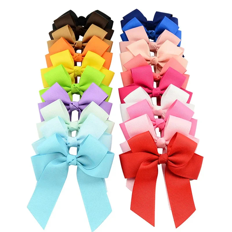 20pcs Satin Ribbon Bowknot Hair Clips - Boutique Barrettes