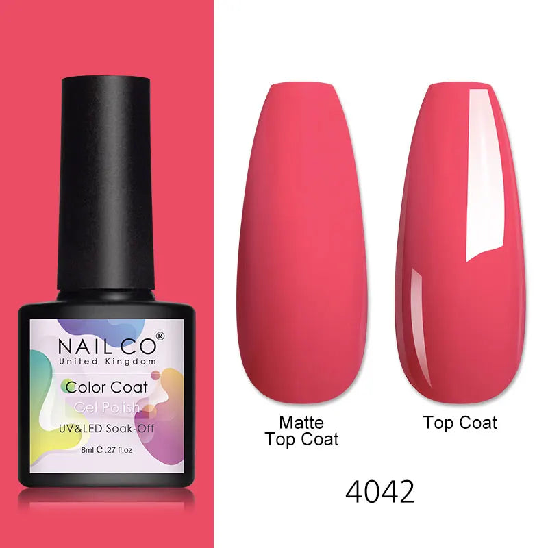 NAILCO 8ml Pink Red Colors Gel Nail Polish Nail Art Varnishes Gel Lacquer Coat LED Nails Manicure Design UV Gel Varnish Soak Off