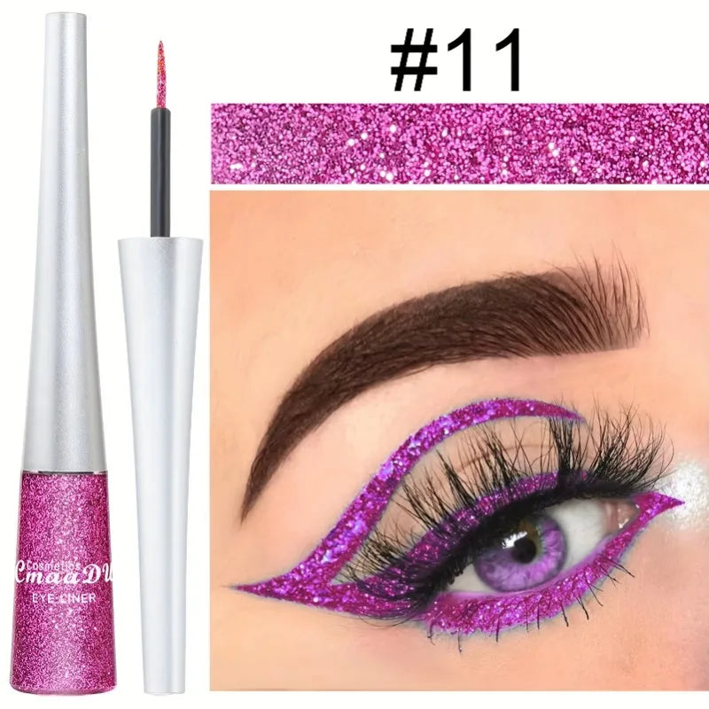 1PC Glittering Liquid Eye Shadow, Eyeliner, Pearlescent Sequins, High Saturation, Easy Makeup Removal, Suitable for Festivals