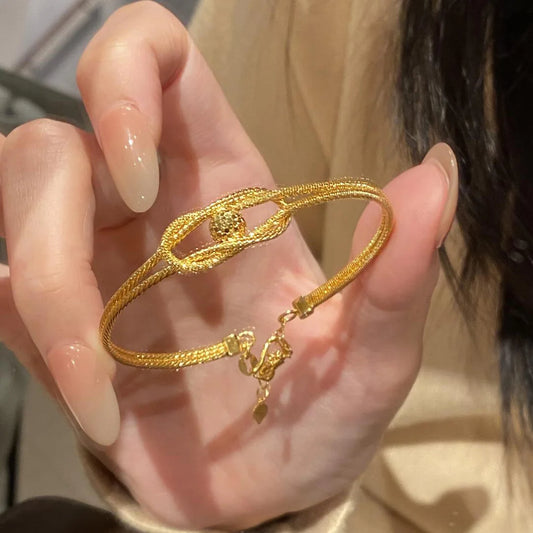 Sparkling exquisite crushed ice ball knot bracelets for women light luxury retro High quality bangles banquet jewelry gifts