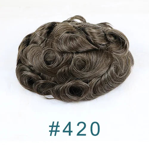 Realistic Men's Toupee Durable NPU Bond Gray Male Human Hair Prosthesis Capillary System Natural Hairline Comfortable Fine Mono