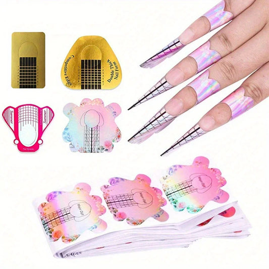 Nails Art UV Gel Tips Extension Builder Form Acrylic French Printed Nail Tip Extension Stencil Stickers for Manicure Tools