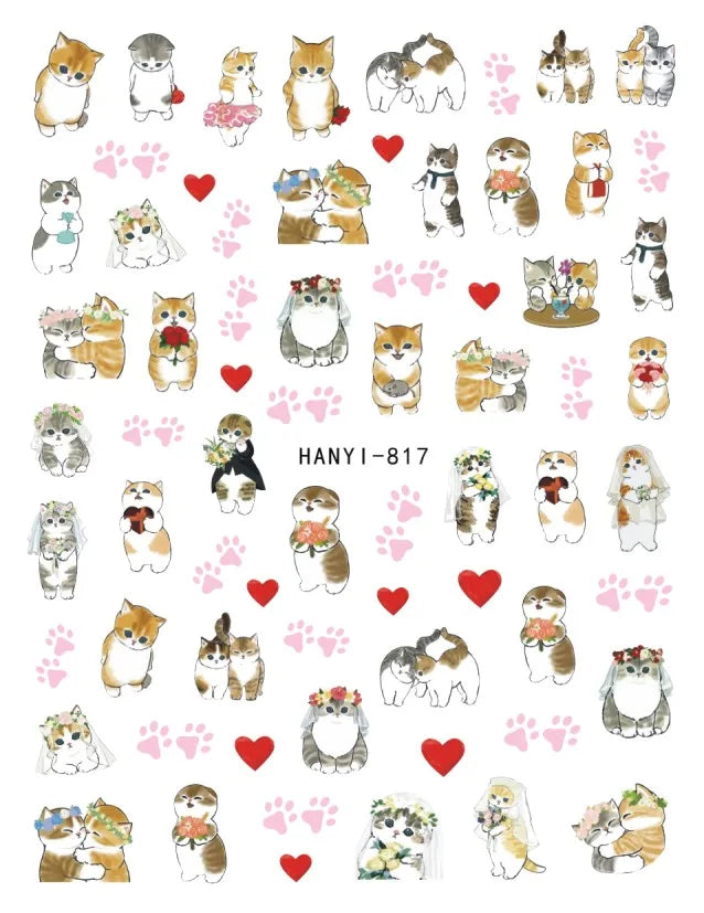 3d Pink Hearts Balloon Valentine Day Love Letters Nail Art Stickers Adhesive Sliders Nail Decals Decoration Manicure Accessories