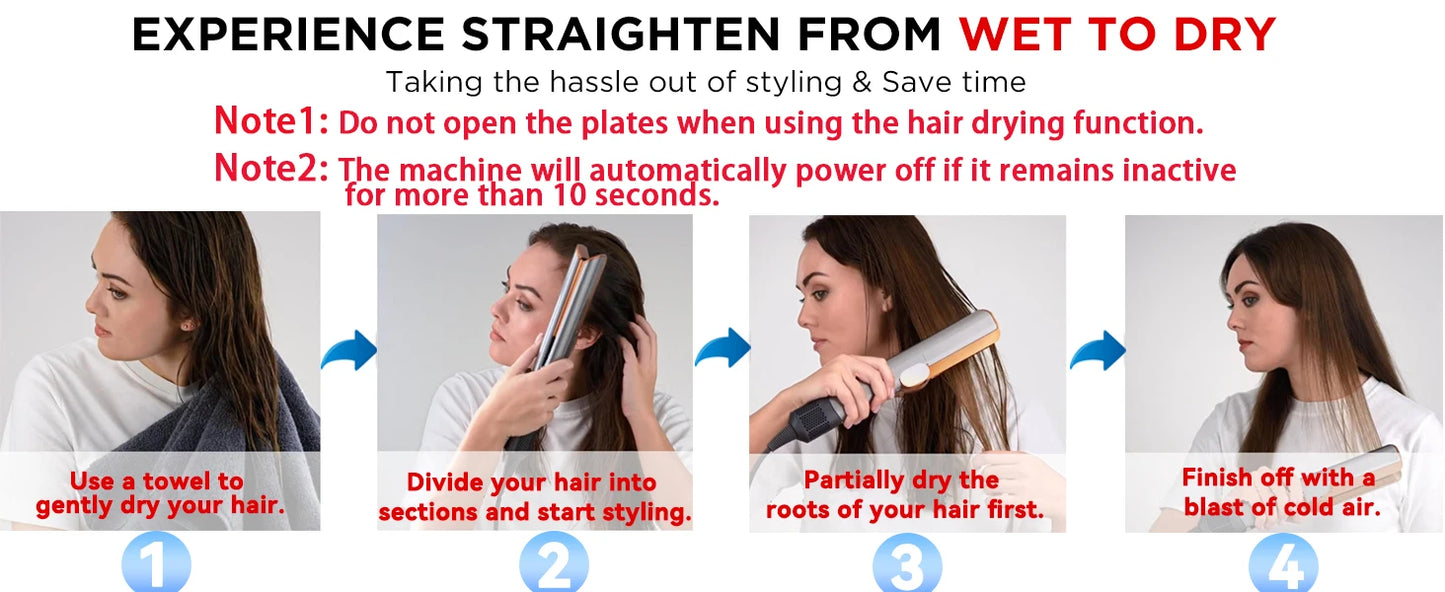 2-in-1 Hair Straightener & Dryer Combo with Smart Temperature Control and Digital LCD Display - Quick Styling for Home & Salon