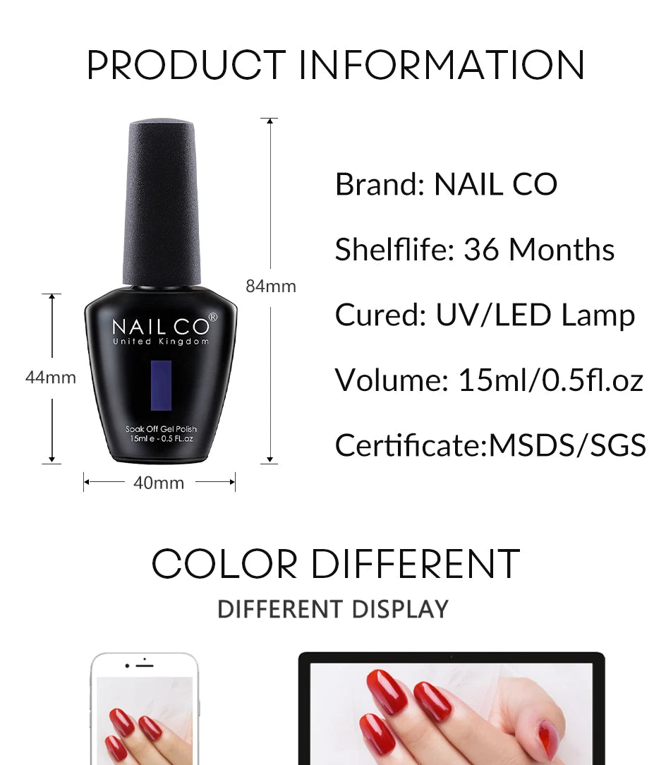 NAILCO Red Colors Series 15ML Nail Gel Polish Nail Supplies Semi Permanent For Nail  Art Manicure Soak Off LED UV Hybrid Varnish