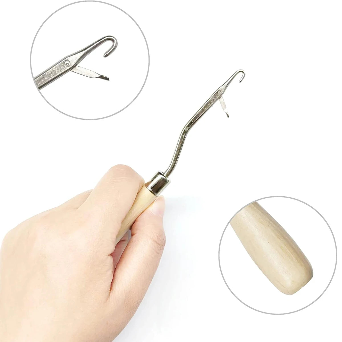 Latch Hook Crochet Needle - Wooden Dreadlocks Hair Extension Tool