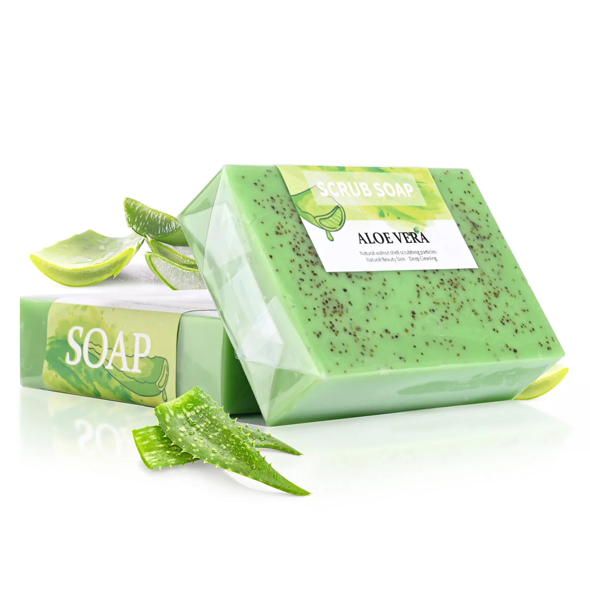 M+Natural Handmade Lightening Whitening Frosted Aloe Soap for Oil Pimple, Exfoliating, 100g