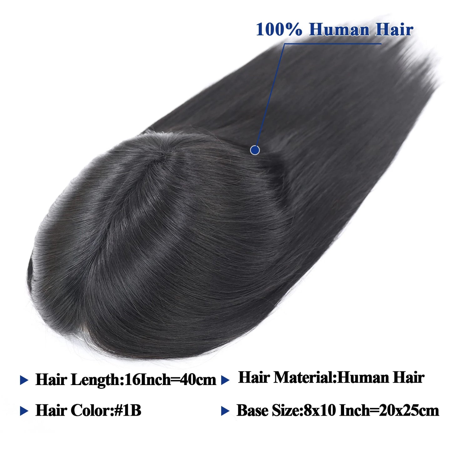 Black Human Hair Man Toupee Lace Pu Base Toupee For Men 16" Long Straight Human Hair Mens Wigs Replacement Systems Hair Piece