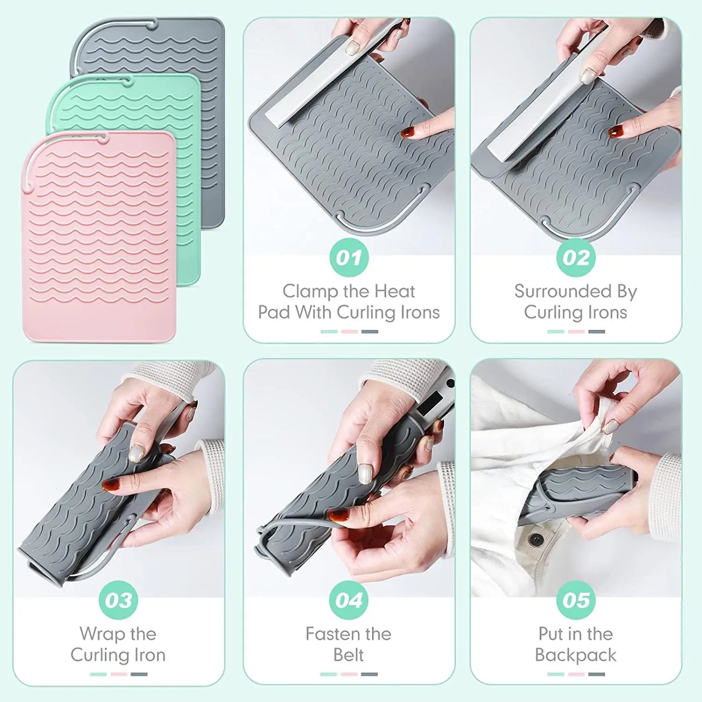 Silicone Heat Resistant Mat For Hair Insulation Mat Portable Hot Tools Pad Straightener Curling Stick Curler Flat Irons