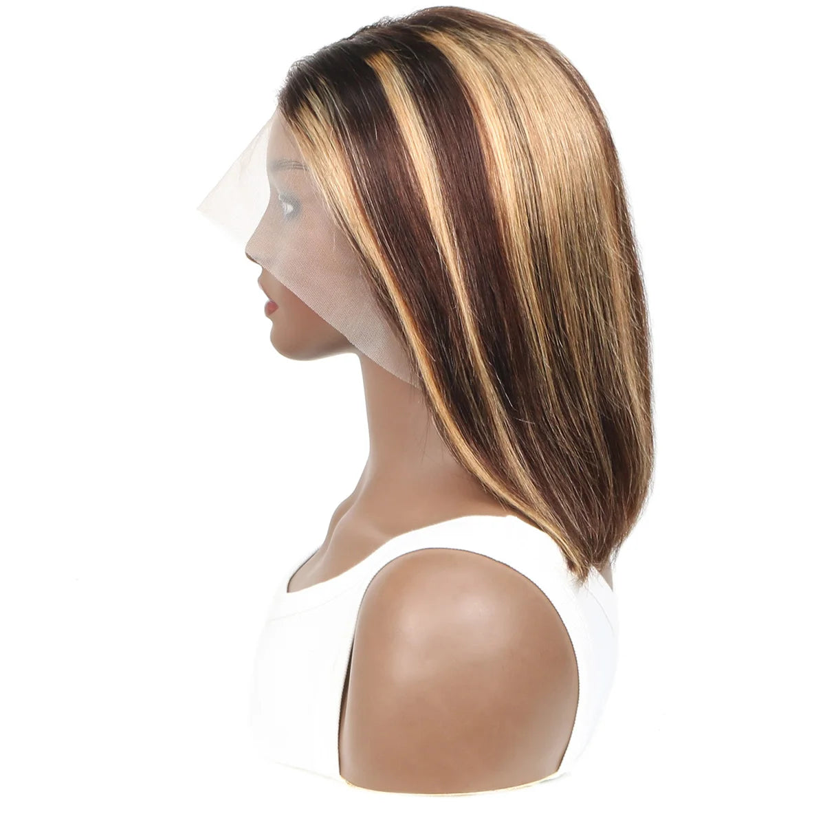 Brazilian 4x4 Lace Closure Wig Highlight Colored Human Hair Wigs Highlight Brown Bob Wigs Straight Remy Hair 180 Density On Sale