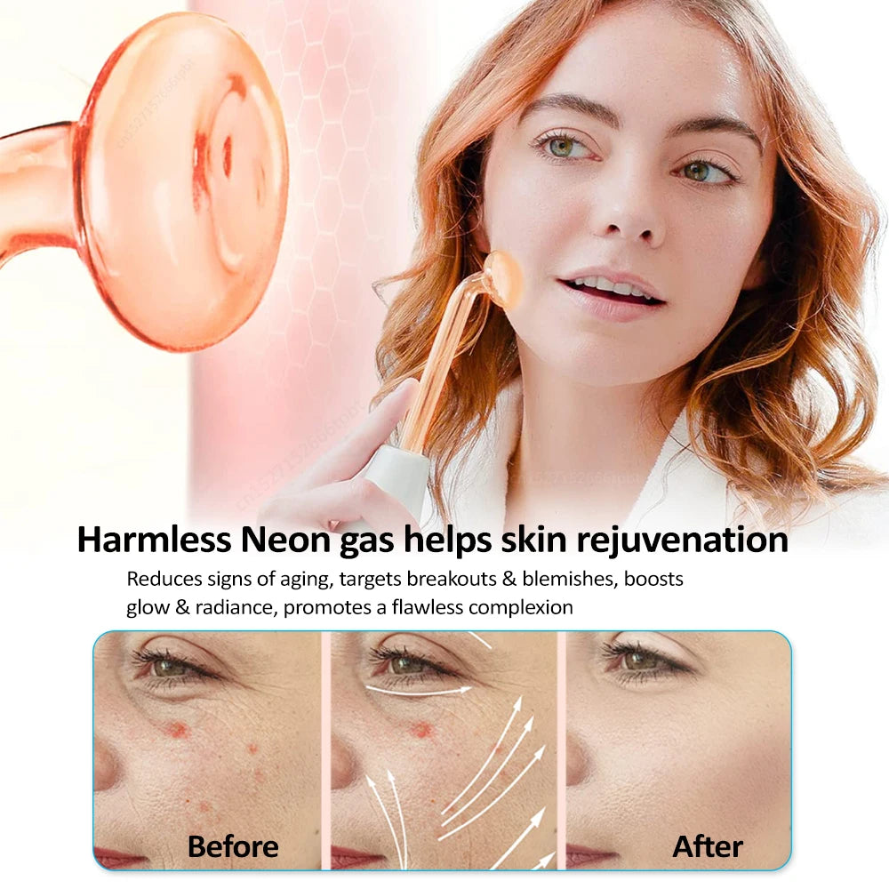 Portable High Frequency Facial Machine Skin Therapy for Face Acne Massage Skin Rejuvenation Tightening Wrinkle Reducing Tool
