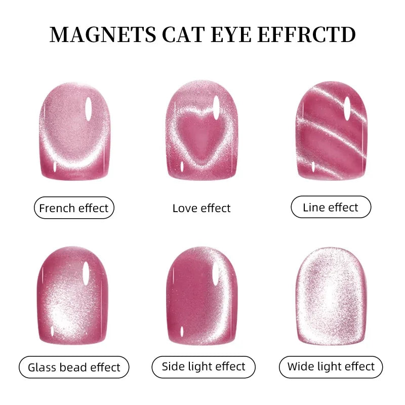 1Pcs 3-In-1 Heart Shape Cat Eye Nail Art Magnet Double Line Moon Snake Pattern French Nail Magnetic Pen Gel Polish Manicure Tool