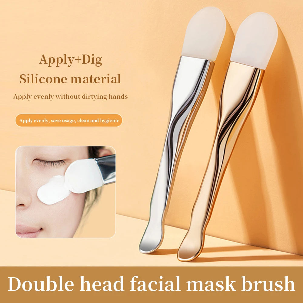 Whoesale Double Head Silicone Face Mask Facial Daub Type Mud Film Scraper Special Cleaning Brush Brush Beauty Tool