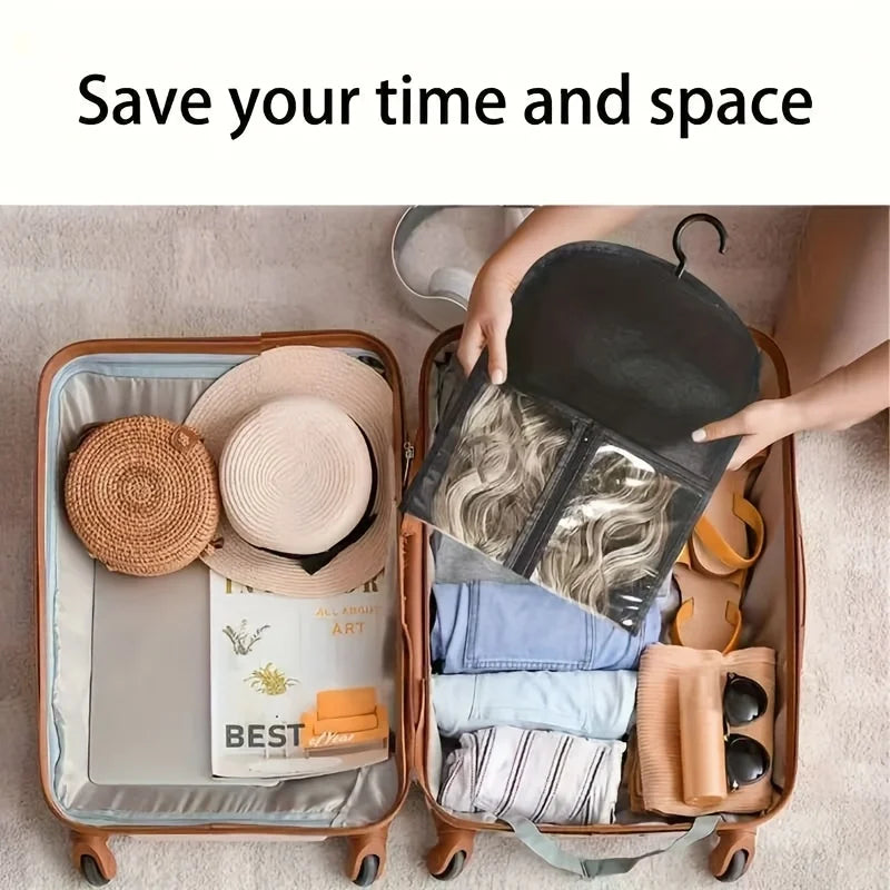 1Set Wig Storage Bag With Hanger Hair Bags With Plastic Hanger For Virgin Hair Black Wig Organizer Hangers For Multiple Wigs New