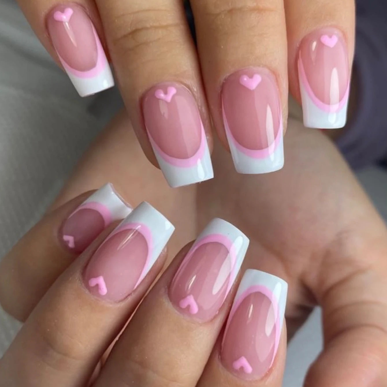 French Style Fake Nails Natural Nude White Tip Glossy Press On Fingernails Nails Art Manicure Set Beauty Many Style for Choose