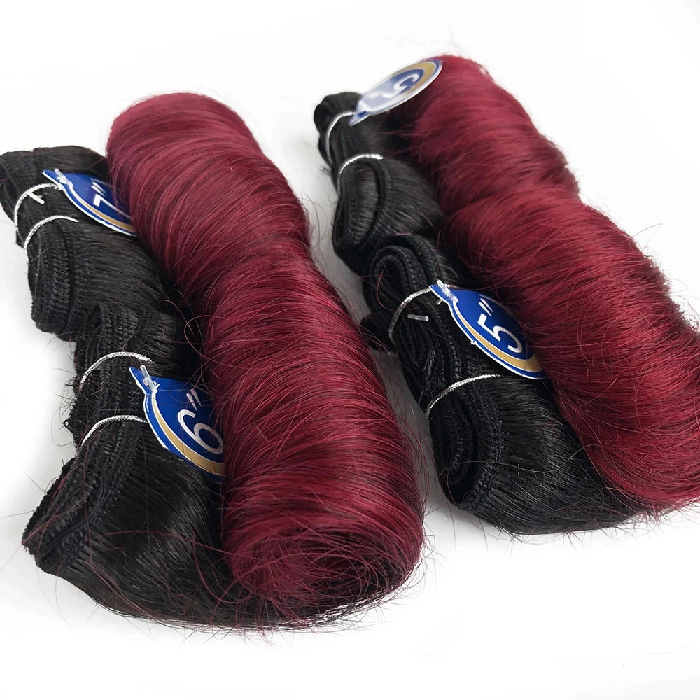 4Pcs/Lot Blonde Curly Bundles 100% Human Hair Ombre Color 1B 27 30 99J Brazilian Remy Hair Weave Bundles Human Hair Extension