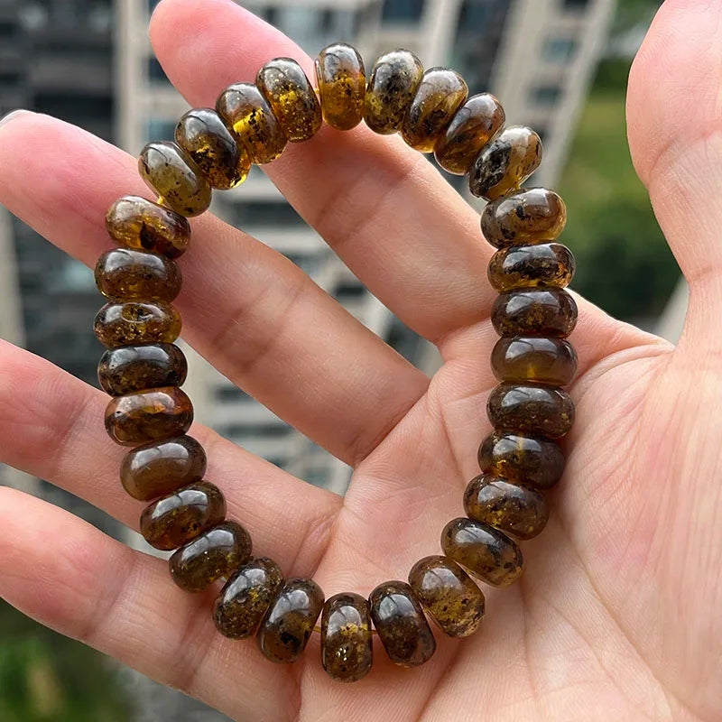 Baltic Plant Amber Bracelet for Women Gift Unique Handmade Irregular Golden Beads New Natural Stone Jewelry Supplier Wholesale