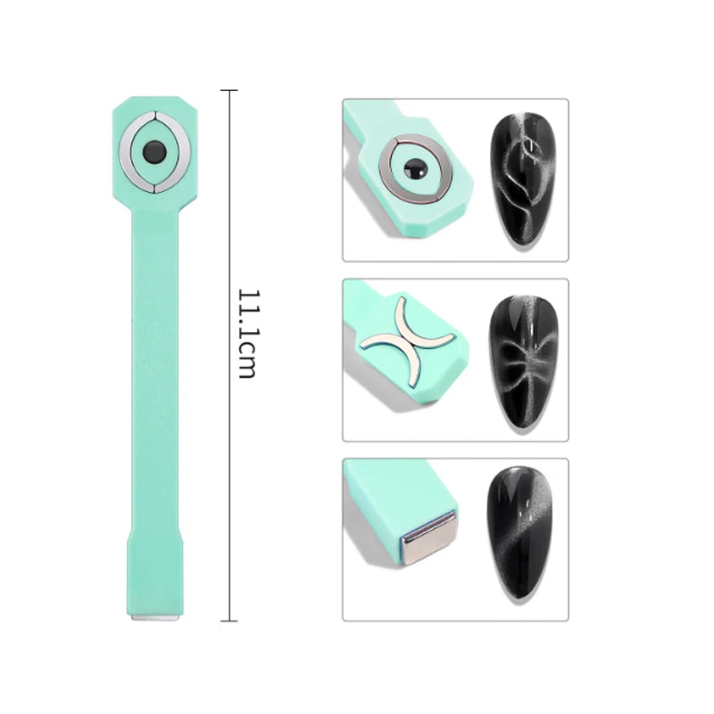 1Pcs 3-In-1 Heart Shape Cat Eye Nail Art Magnet Double Line Moon Snake Pattern French Nail Magnetic Pen Gel Polish Manicure Tool