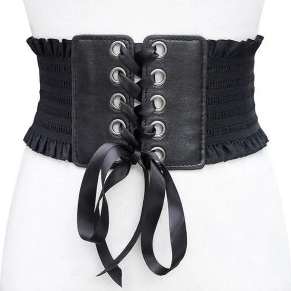 1 Pcs Elastic Belts For Woman Stretch Wide Belt Tassels Elastic Buckle Wide Dress Corset Waistband Women's High Waist Belt