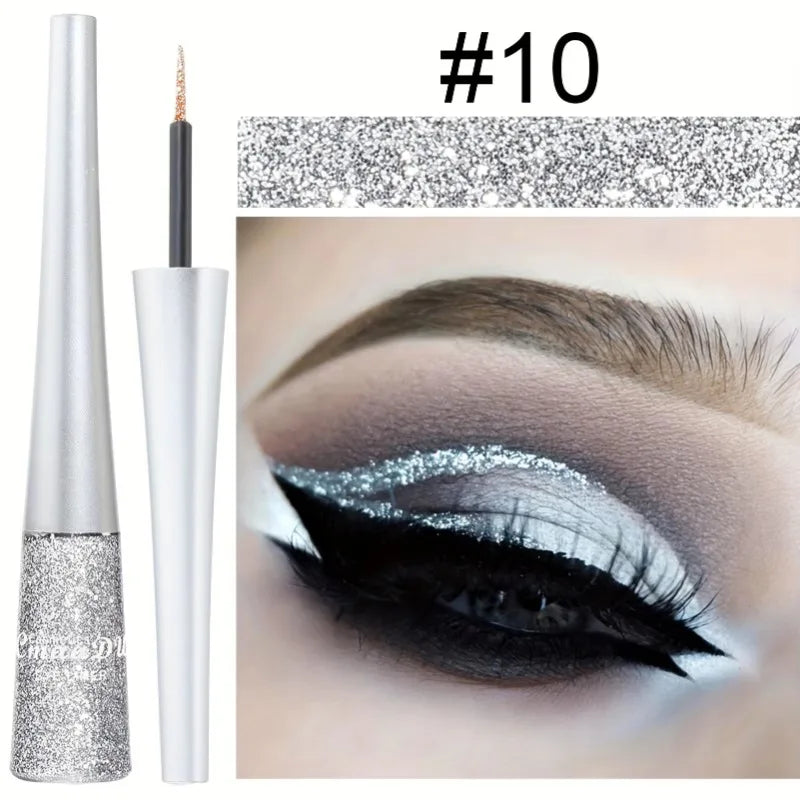 1PC Glittering Liquid Eye Shadow, Eyeliner, Pearlescent Sequins, High Saturation, Easy Makeup Removal, Suitable for Festivals