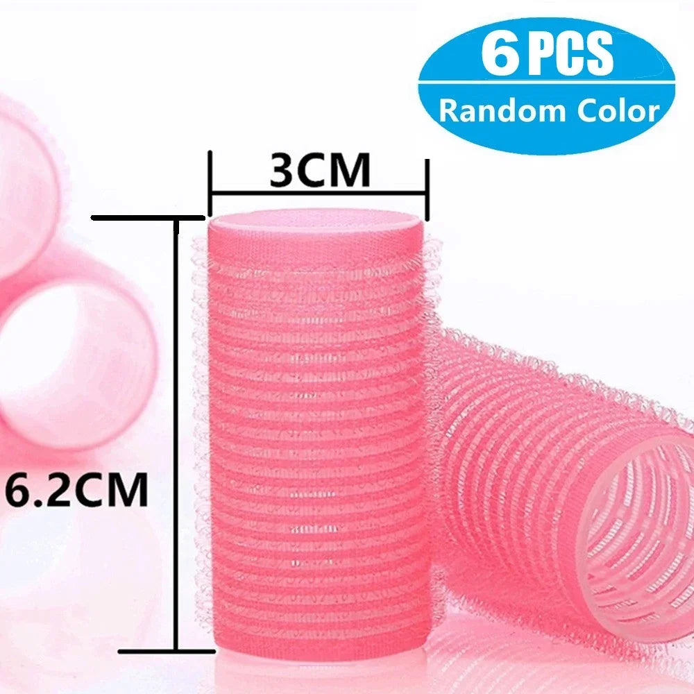 New 6Pcs/Bag Hair Rollers Self Grip Hooks Hair Curlers Heatless Rollers Salon Dressing Curlers Sticky Hair Styling Tools Jumbo
