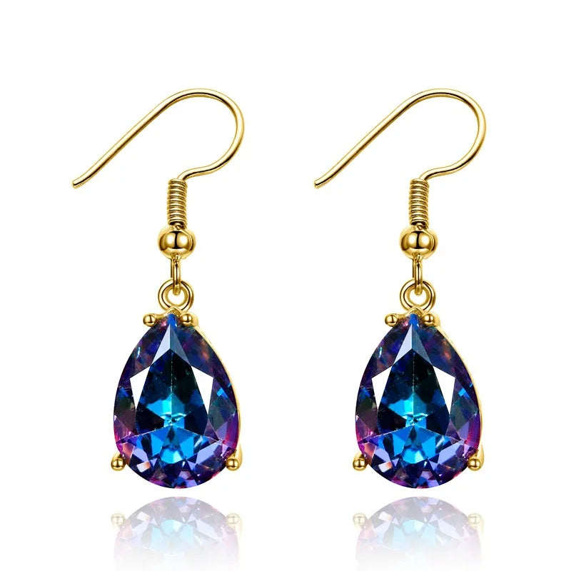 Women Girls Best Silver Colorful Jewelry Gift Genuine 925 Sterling Silver Drop Earrings Fashion Dangle Rhinestones Earrings