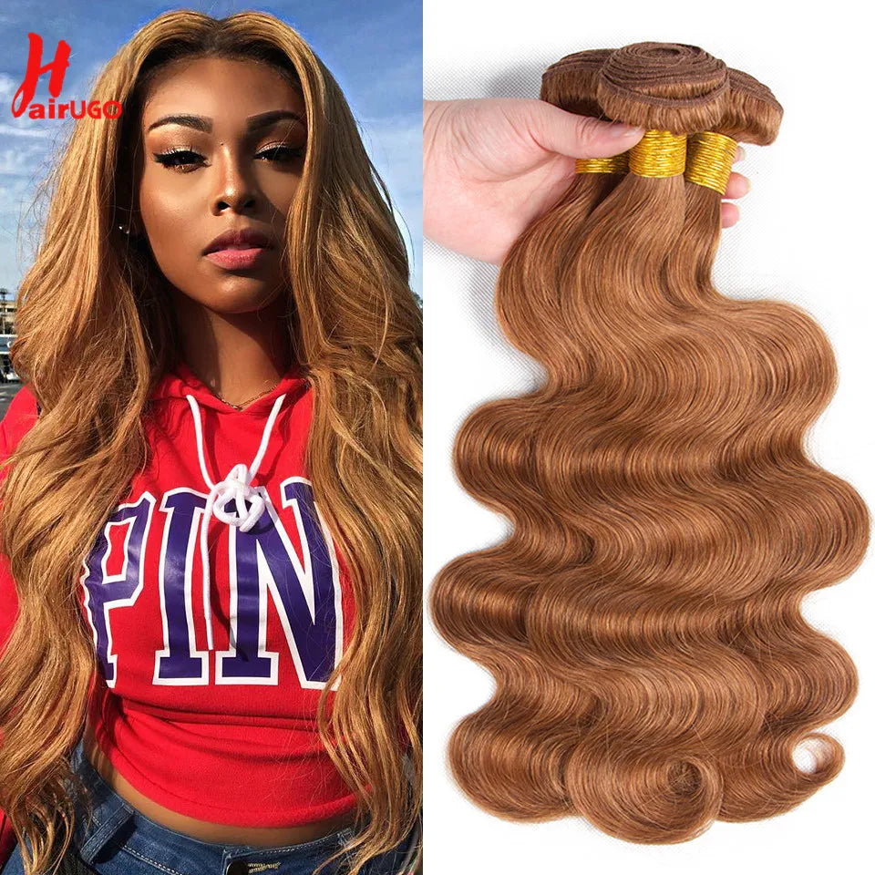 30# Straight Hair Weave Remy Brown 1/2/3 Straight Human Hair Bundles HairUGo Human Hair Extensions Hair Weaving Wholesale Price