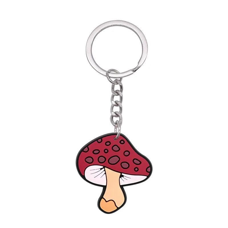 New Arrival 1/21Pcs Various Mushroom Silicone Key Chain Adult Keyring Agaric Car Key Pendant Decorations