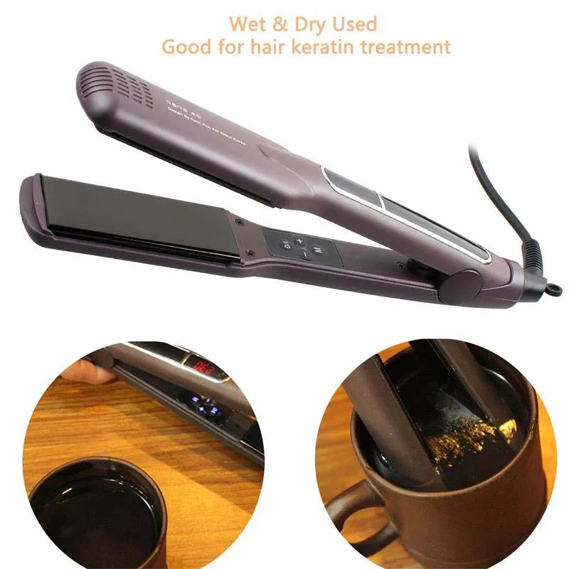 Hair Styler Flat Iron Curling Iron Hair Curler 2 in 1 with LCD Display Heating Plate Hair Straightener