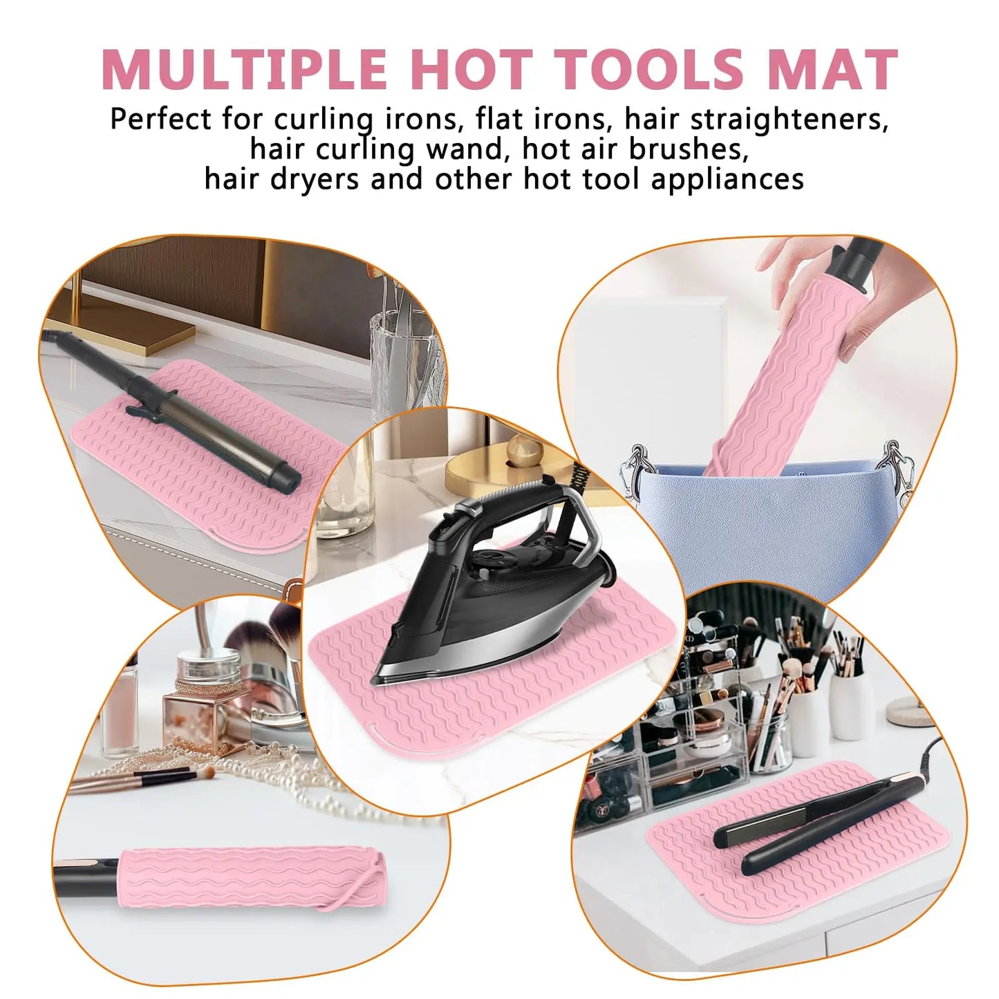 Silicone Heat Resistant Mat For Hair Insulation Mat Portable Hot Tools Pad Straightener Curling Stick Curler Flat Irons