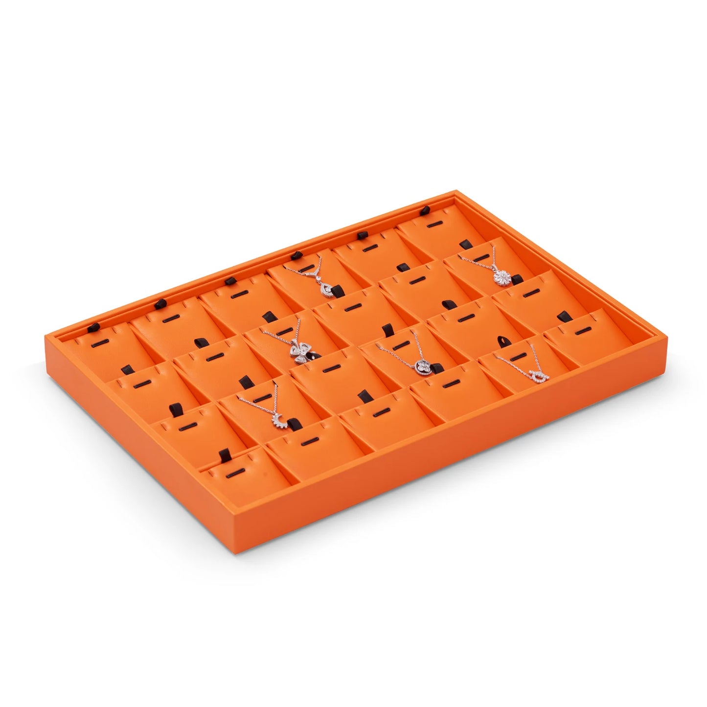 Oirlv New Luxury Orange Leather Stackable Jewelry Tray Jewelry Drawer Organizer Trays Rings Earrings Storage Display Props