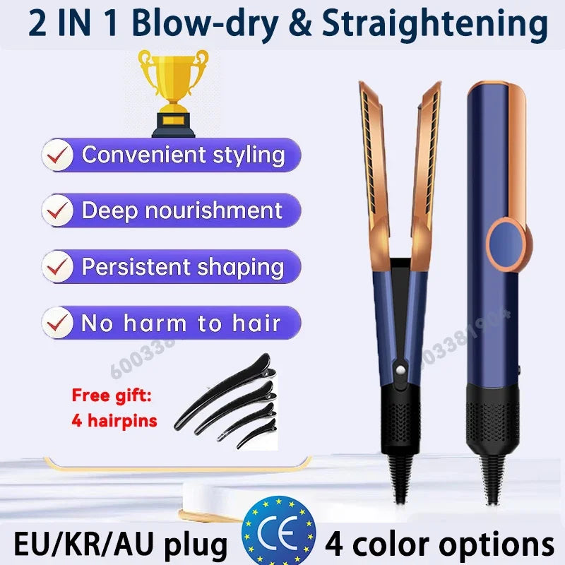 2-in-1 Hair Straightener & Dryer Combo with Smart Temperature Control and Digital LCD Display - Quick Styling for Home & Salon