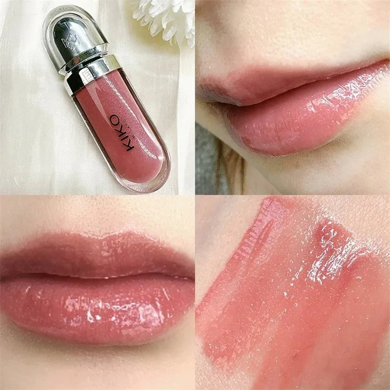 Hot Sales 3D Liquid Lip Glaze Transparent Lip Mirror Lipstick Nourishing Glossy Full Lips Not Fading Milk Tea Bean Paste Makeup
