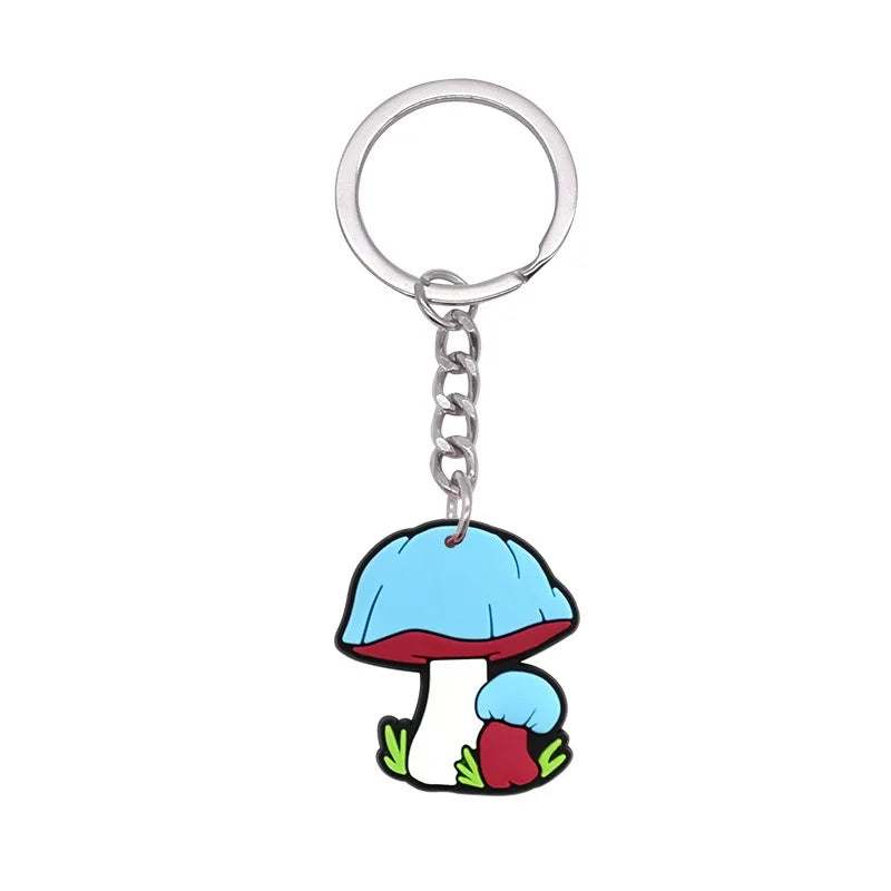 New Arrival 1/21Pcs Various Mushroom Silicone Key Chain Adult Keyring Agaric Car Key Pendant Decorations