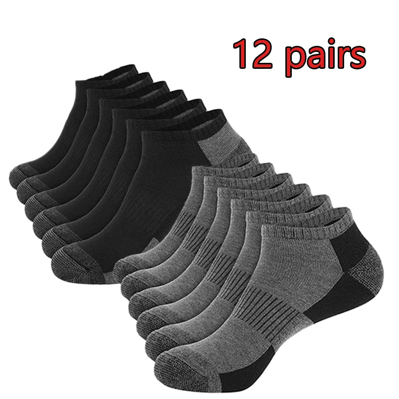 12 Pack Mens Cushioned Ankle Socks, Low Cut Breathable Casual Spring, summer, autumn Socks