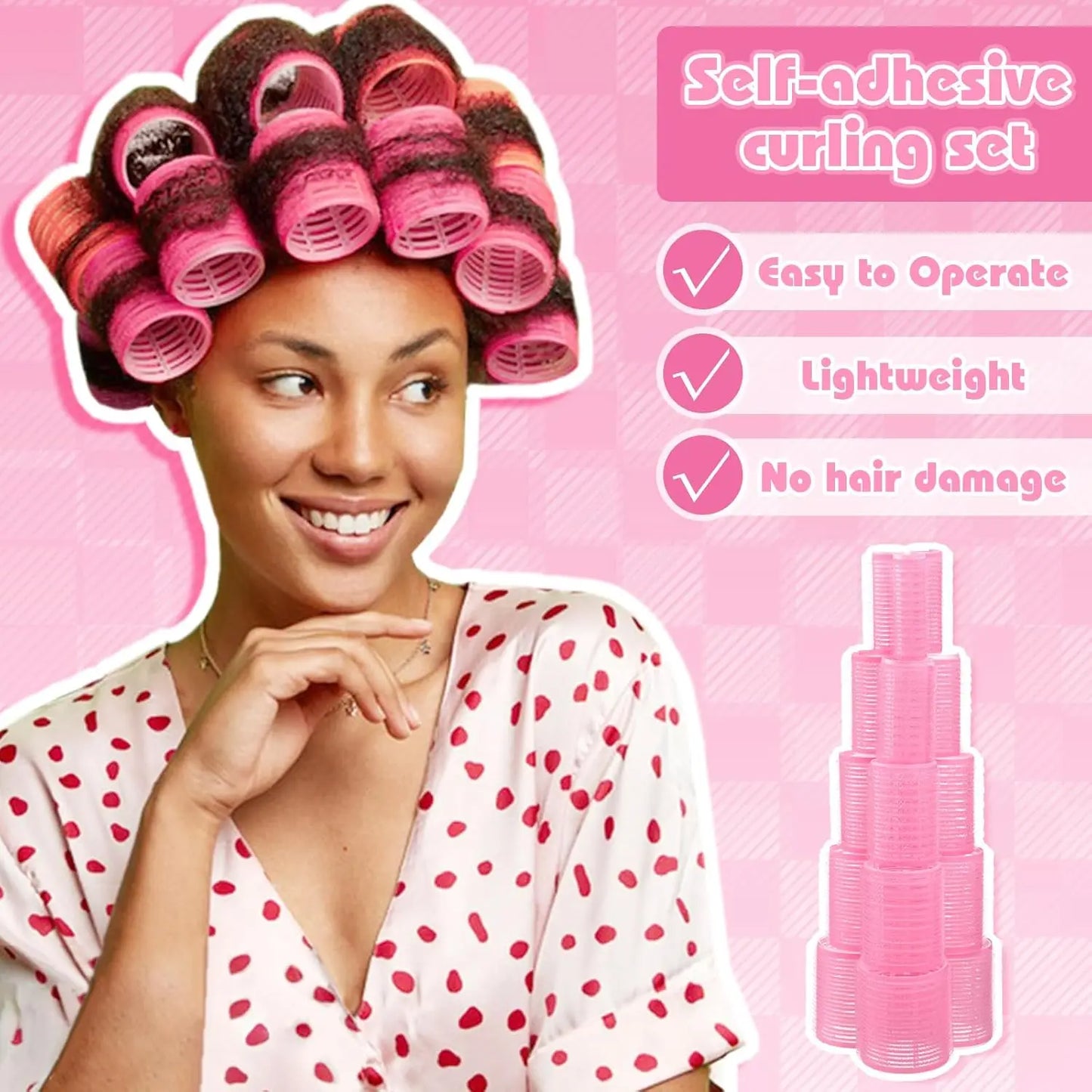 33 pcs Hair Curlers Rollers Self Grip Hair Curlers No Heat  with Clips & Tail Comb for Long Medium Short Hair