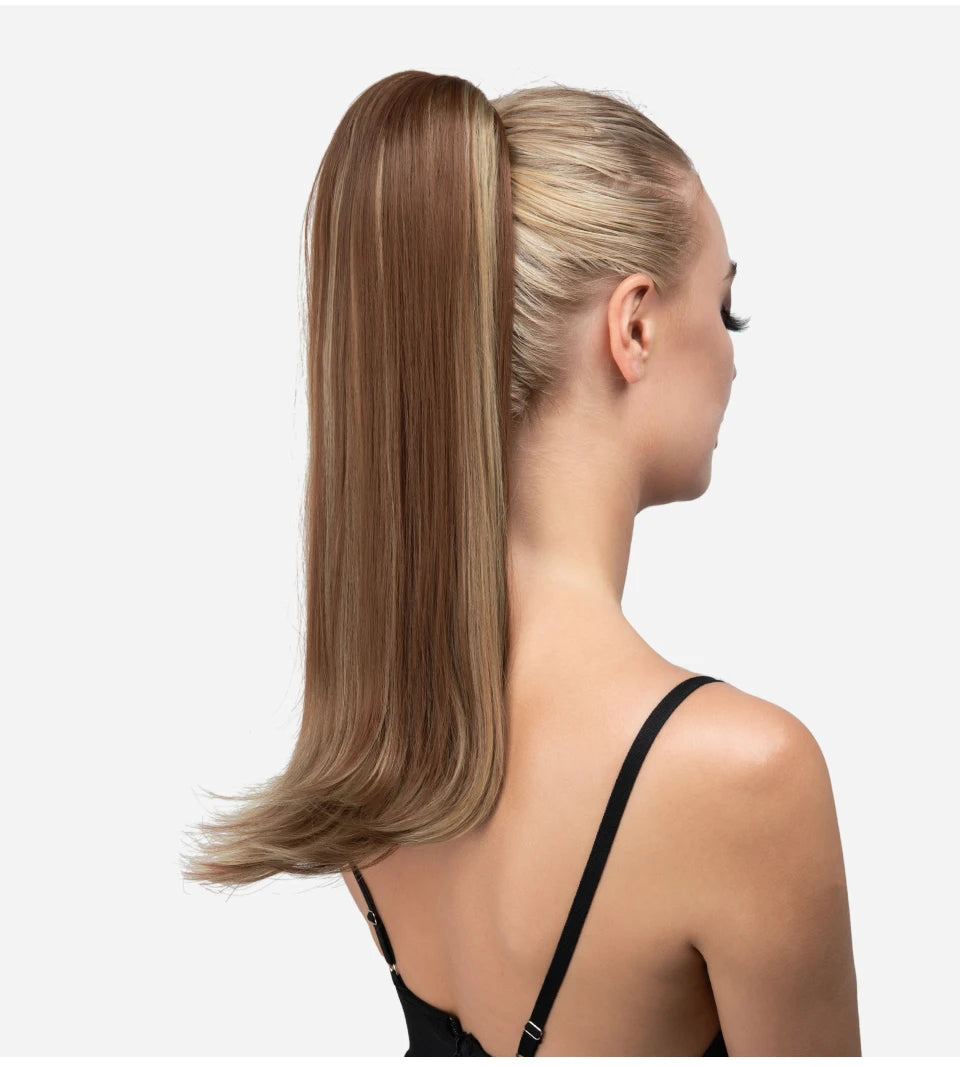 SARLA Claw Clip Ponytail Extension - Long Silky Straight Synthetic Hair