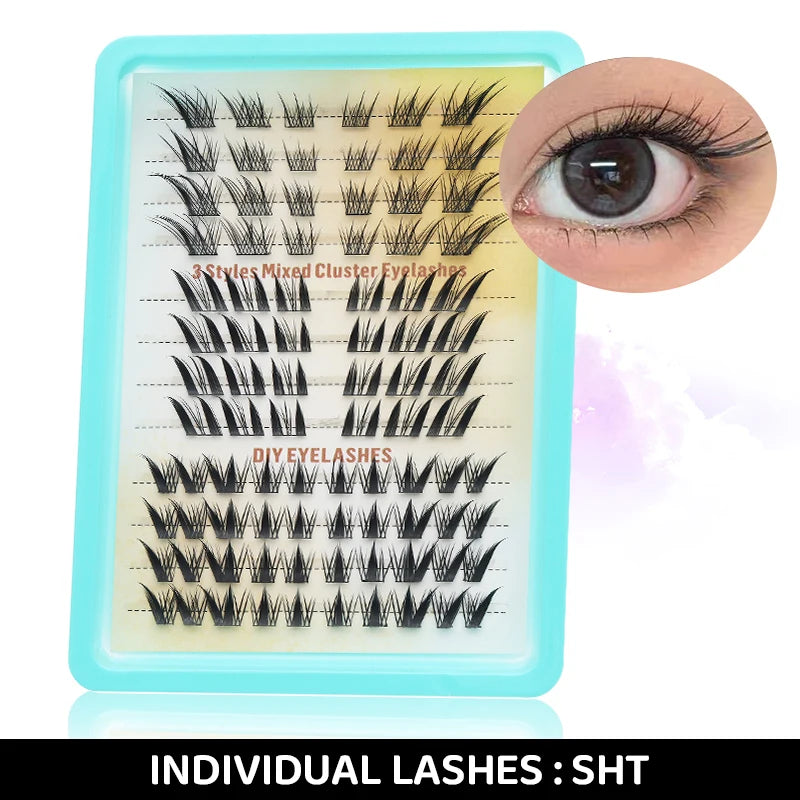 DINGSEN Eyelashes Cluster Soft Individual Lashes Eyelashes Extensions Volume DIY Eyelashes Kit Thick Cluster Eyelash Makeup