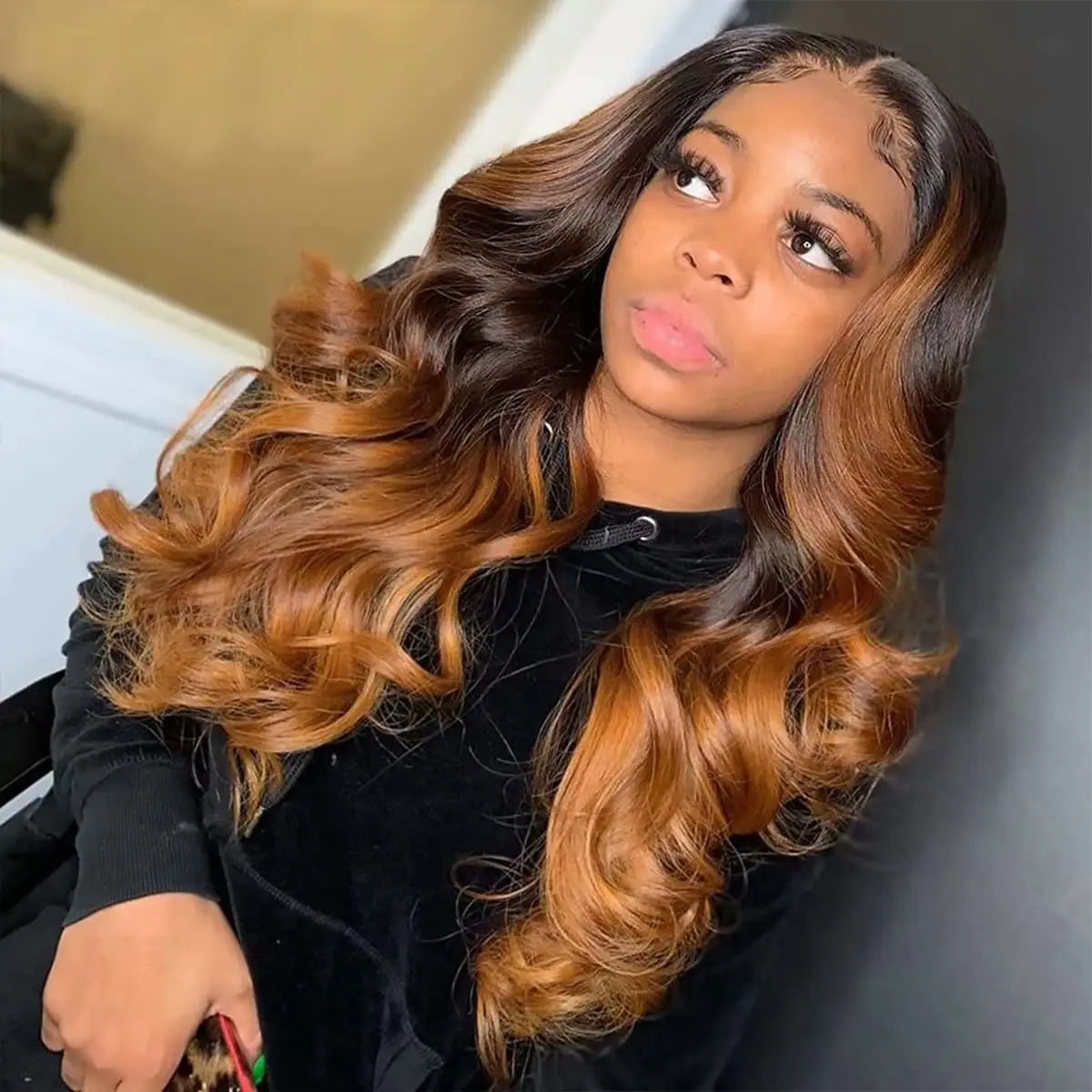 1B 30 Ombre Body Wave Human Hair Wigs 180% Density HD Transparent Lace Frontal Wigs 13x4 Lace Front Wig Pre Plucked Glueless Wig