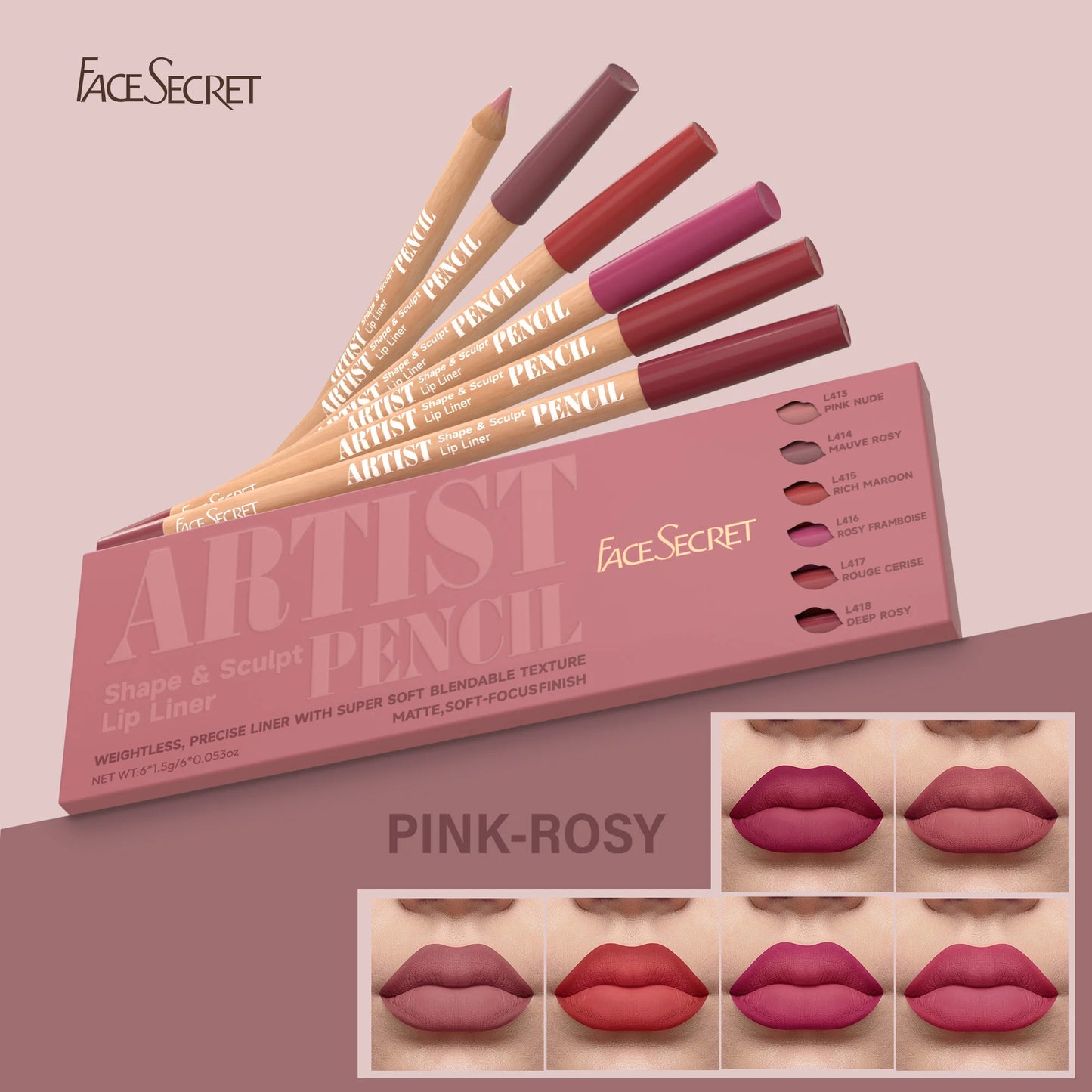 Thanks Giving Day Gift:6Pcs Lipliner Set,Nude/Pink/ Coffee Tones,Waterproof, Longlasting,Silk,Easy To Color,Women Makeup Combo,