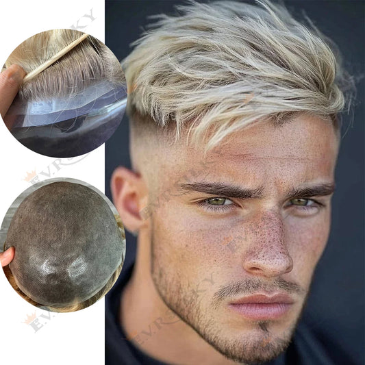 Men's Toupee 4T/613 Ombre Blonde - 0.06mm Ultra Thin Skin PU Base