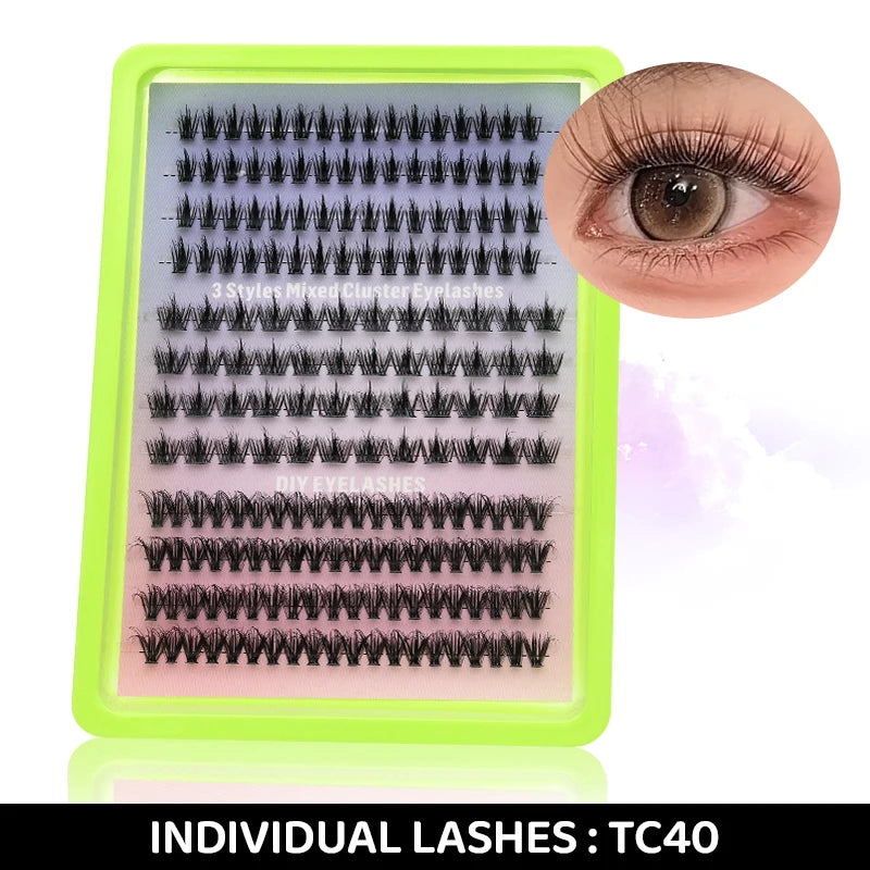 DINGSEN Eyelashes Cluster Soft Individual Lashes Eyelashes Extensions Volume DIY Eyelashes Kit Thick Cluster Eyelash Makeup