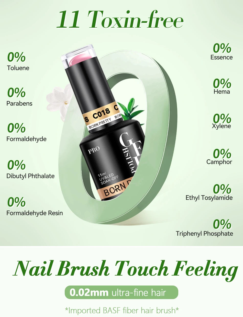 BORN PRETTY PRO 15ml Odorless Soak Off Gel Color Long Lasting Gel Polish Private Label Uv Nail Gel Polish